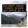 Walk-in LED Dynamic Message Signs communicate alerts to motorists traveling at high speeds.