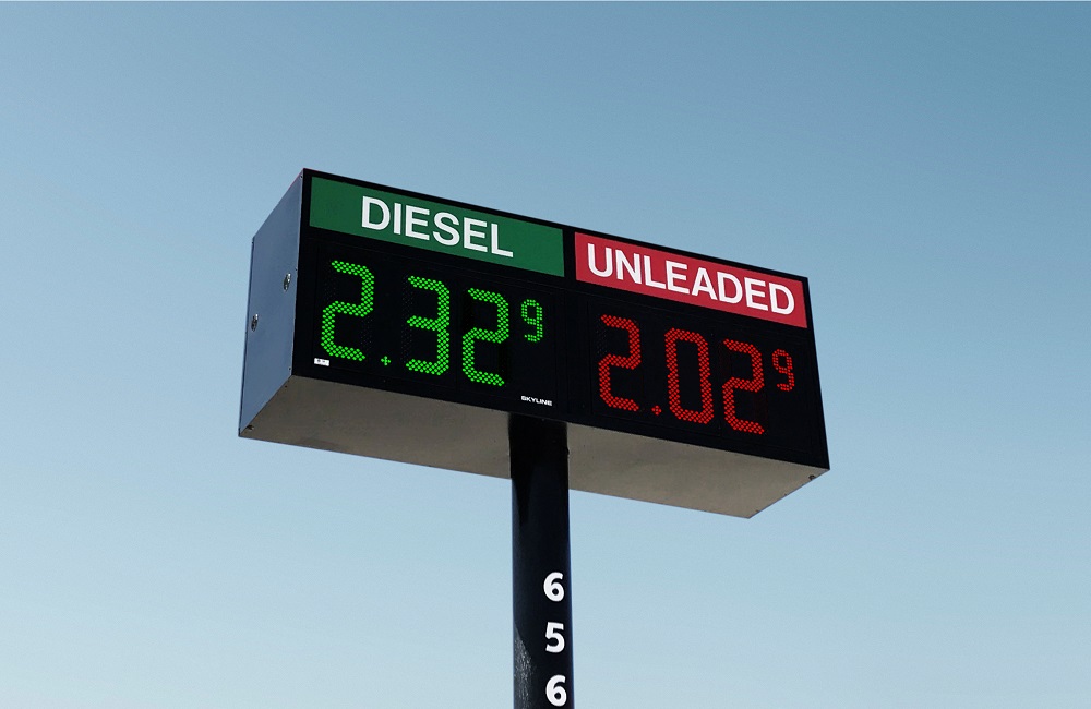 Skyline Products Double Face Double Product Gas Price Sign